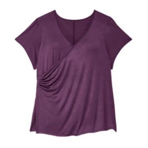 EUC: Ryan Wythe Purple Flutter Sleeve Wrap Top- 3X